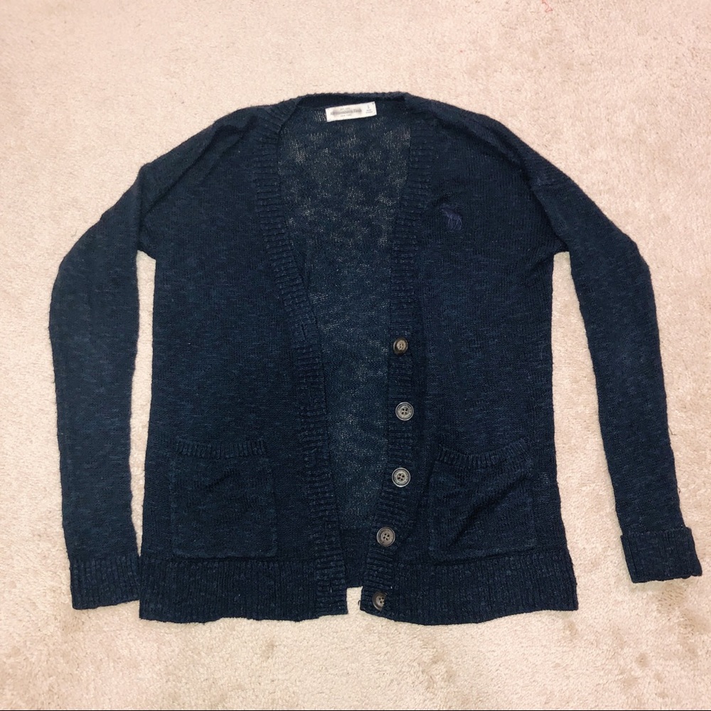 Abercrombie Navy Blue Button Cardigan Small